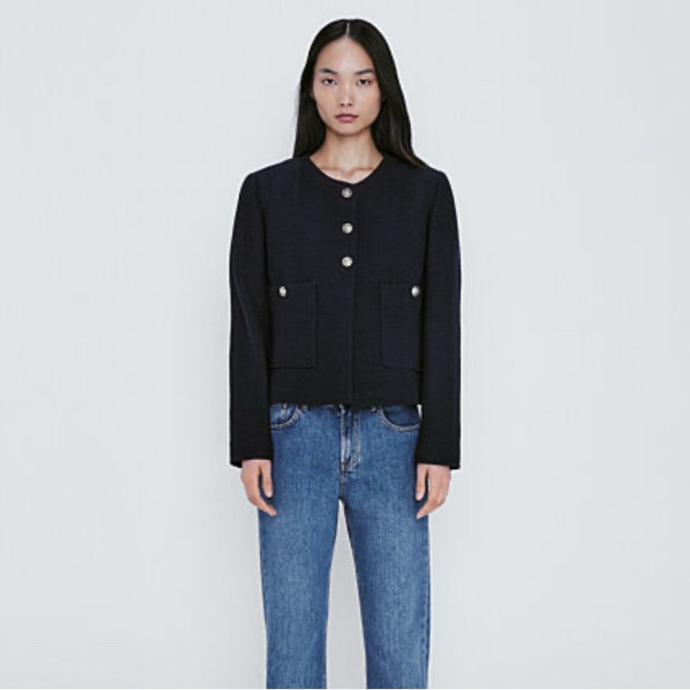 Massimo Dutti Navy boucle blazer size XS